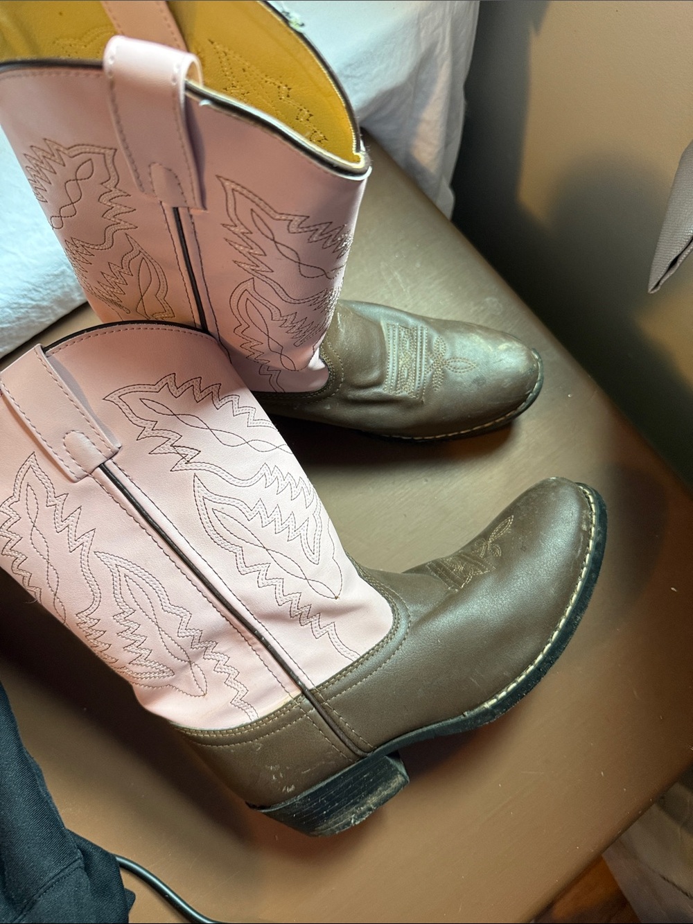 Women’s Two-Tone Pink and Brown Combat/Moto Boots